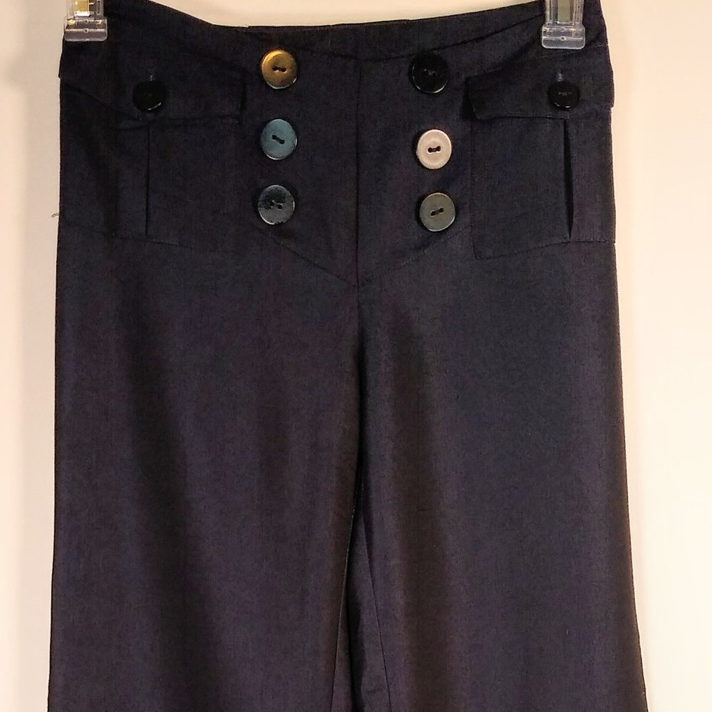 Mac & Jac Navy Blue Button Sailor Trousers Women Size 4